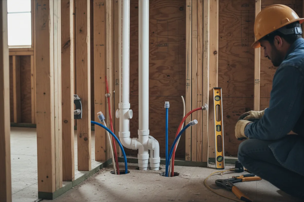 Drain and supply rough-in during Leak Detection in Anchorage