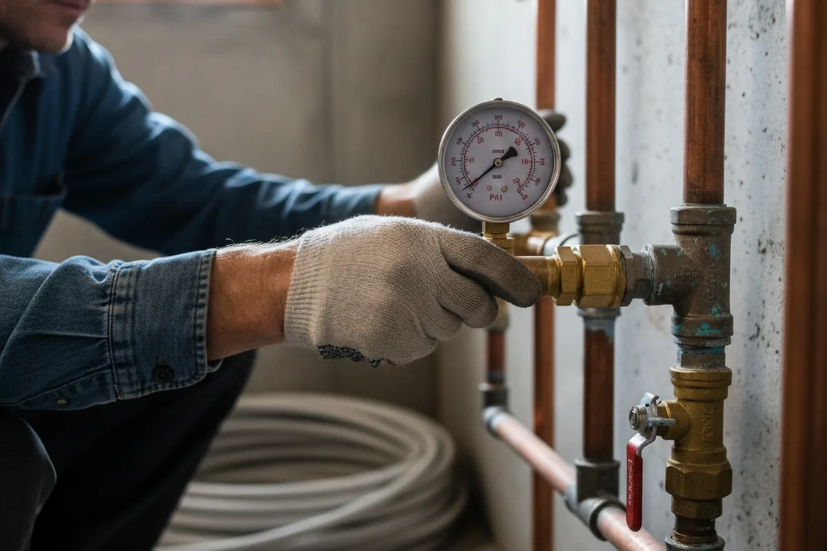 Pressure testing a repaired line during Water Line Repair in Anchorage